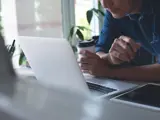 person using laptop